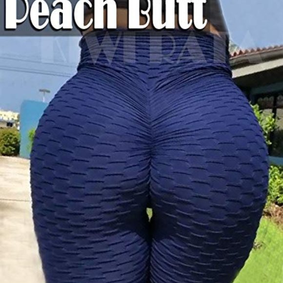 Navy High Waisted Ruched Booty Leggings Workout - Picture 5 of 6